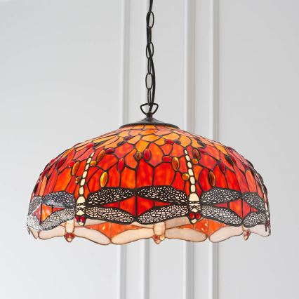 Endon 64082 - Lampadario a catena Tiffany DRAGONFLY 3xE27/60W/230V Ø 50 cm