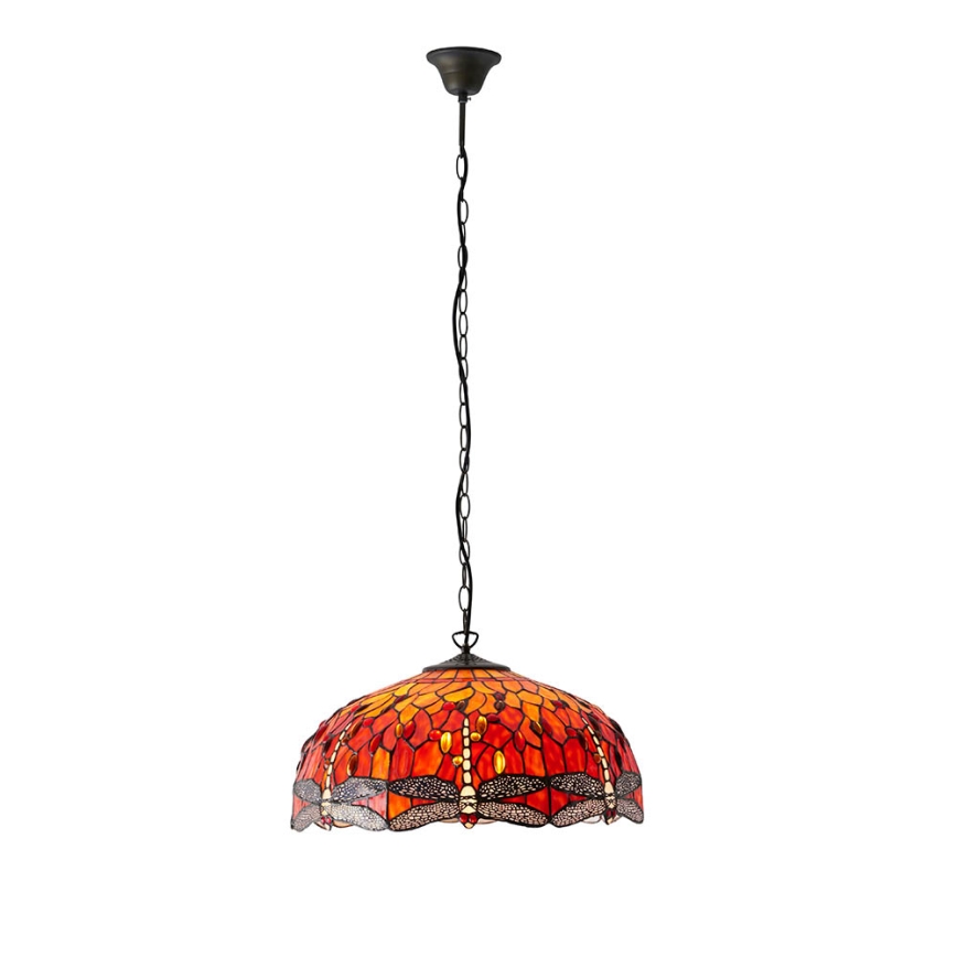 Endon 64082 - Lampadario a catena Tiffany DRAGONFLY 3xE27/60W/230V Ø 50 cm