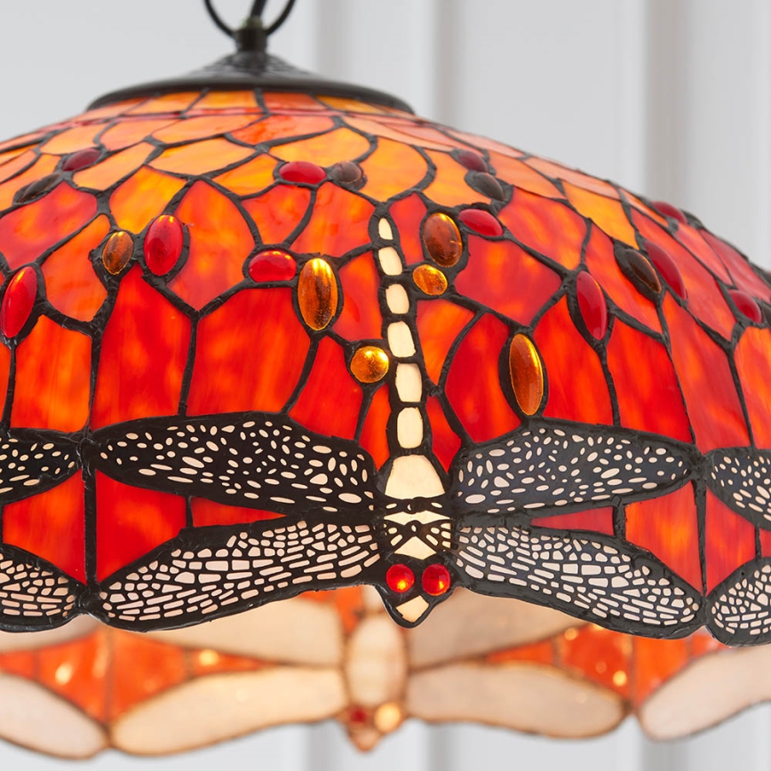 Endon 64082 - Lampadario a catena Tiffany DRAGONFLY 3xE27/60W/230V Ø 50 cm