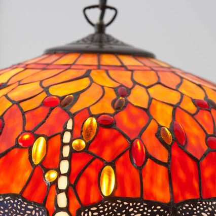 Endon 64082 - Lampadario a catena Tiffany DRAGONFLY 3xE27/60W/230V Ø 50 cm