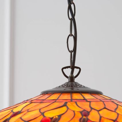 Endon 64082 - Lampadario a catena Tiffany DRAGONFLY 3xE27/60W/230V Ø 50 cm