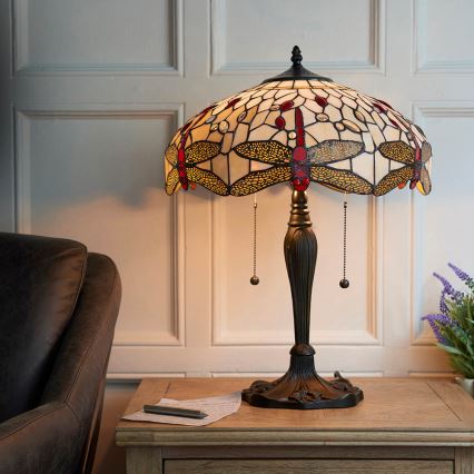 Endon 64085 - Lampada da tavolo LIBELLULA 2xE27/60W/230V diametro 41 cm