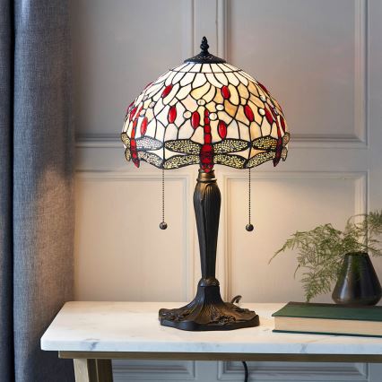 Endon 64086 - Lampada da tavolo Tiffany DRAGONFLY 2xE27/60W/230V Ø 30 cm
