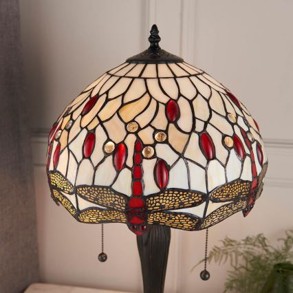 Endon 64086 - Lampada da tavolo Tiffany DRAGONFLY 2xE27/60W/230V Ø 30 cm