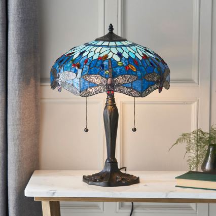 Endon 64089 - Lampada da tavolo LIBELLULA 2xE27/60W/230V diametro 41 cm