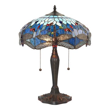 Endon 64089 - Lampada da tavolo Tiffany DRAGONFLY 2xE27/60W/230V Ø 41 cm