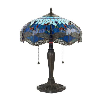 Endon 64089 - Lampada da tavolo Tiffany DRAGONFLY 2xE27/60W/230V Ø 41 cm