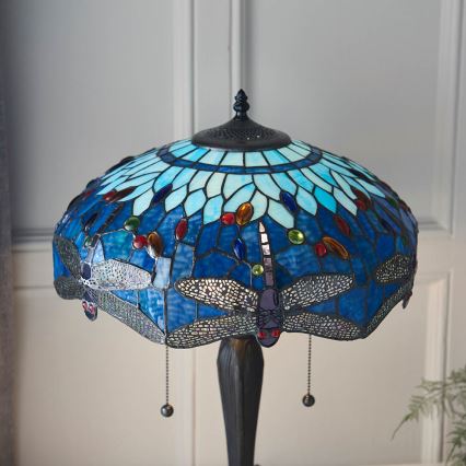 Endon 64089 - Lampada da tavolo Tiffany DRAGONFLY 2xE27/60W/230V Ø 41 cm