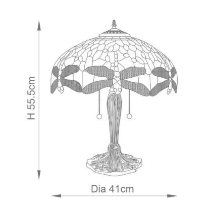 Endon 64089 - Lampada da tavolo Tiffany DRAGONFLY 2xE27/60W/230V Ø 41 cm