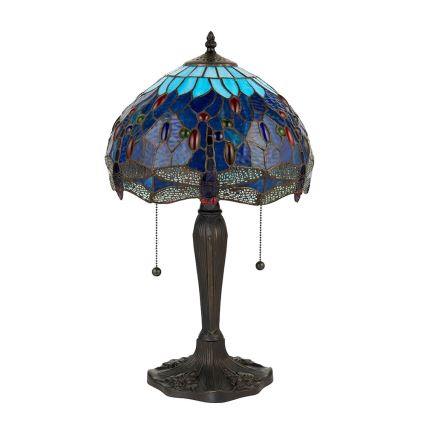 Endon 64090 - Lampada da tavolo Tiffany DRAGONFLY, 2x E27/60W/230V, Ø 30 cm