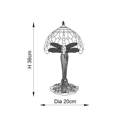 Endon 64091 - Lampada da tavolo Tiffany DRAGONFLY 1xE14/40W/230V Ø 20 cm