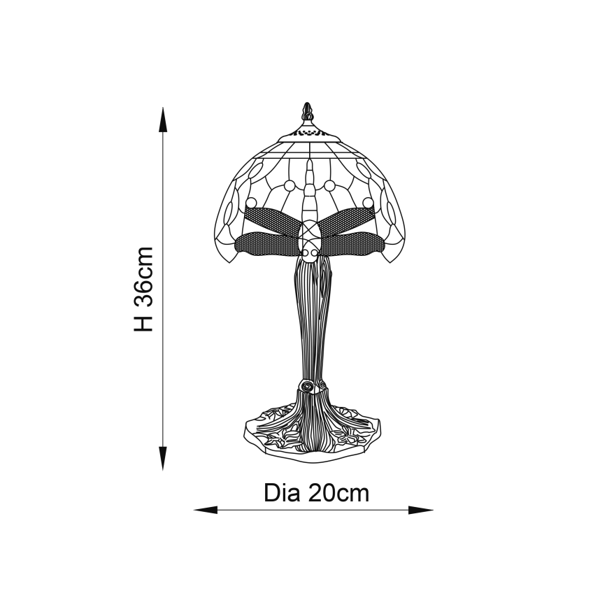 Endon 64091 - Lampada da tavolo Tiffany DRAGONFLY 1xE14/40W/230V Ø 20 cm