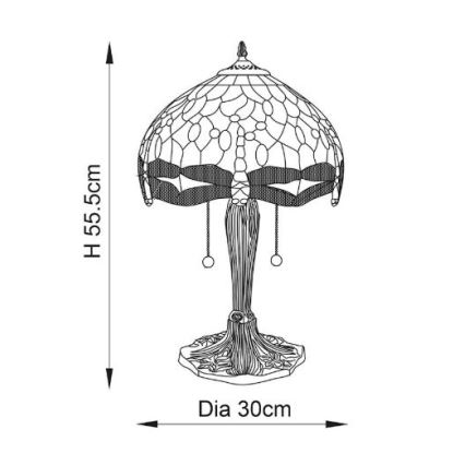 Endon 64092 - Lampada da tavolo DRAGONFLY 2xE27/60W/230V Ø 30 cm