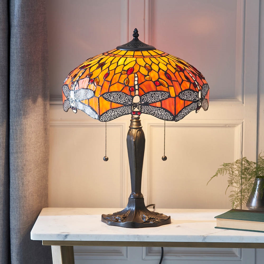 Endon 64093 - Lampada da tavolo Tiffany DRAGONFLY 2xE27/60W/230V diam. 41 cm