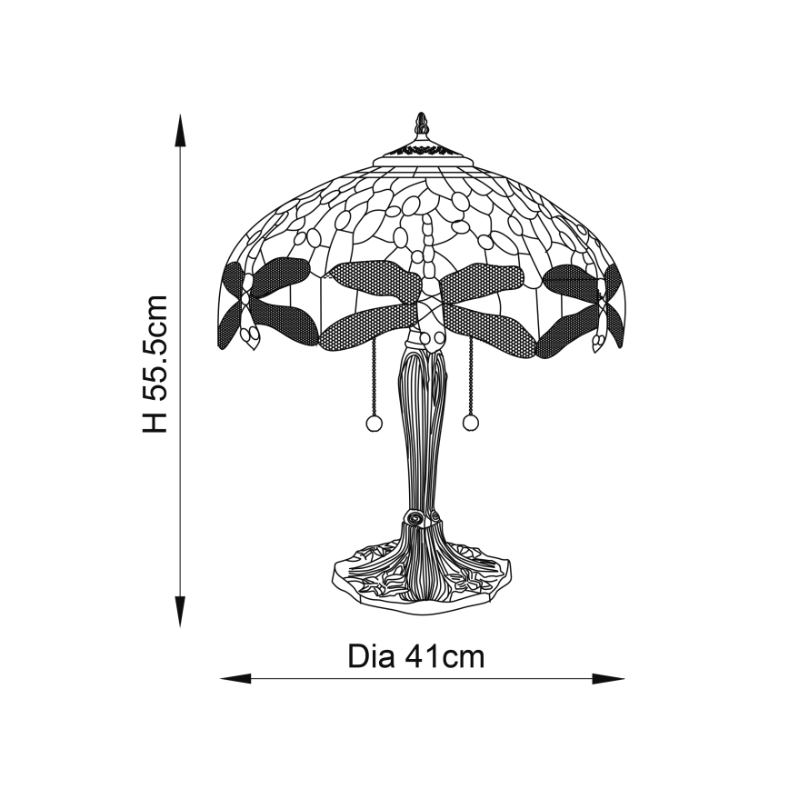 Endon 64093 - Lampada da tavolo Tiffany DRAGONFLY 2xE27/60W/230V diam. 41 cm