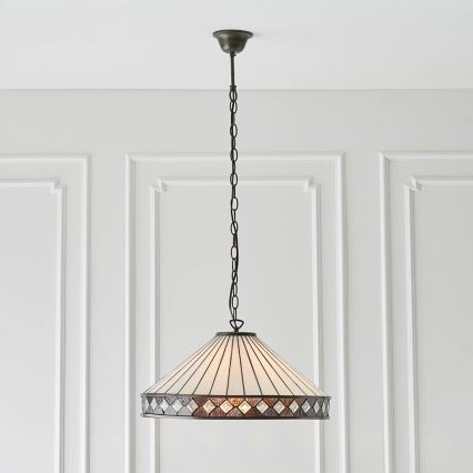 Endon 64147 - Lampadario a sospensione con catena FARGO 1xE27/60W/230V diametro 50 cm