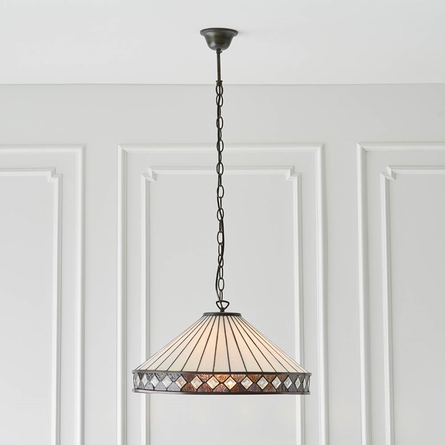 Endon 64147 - Lampadario a sospensione con catena FARGO 1xE27/60W/230V diametro 50 cm