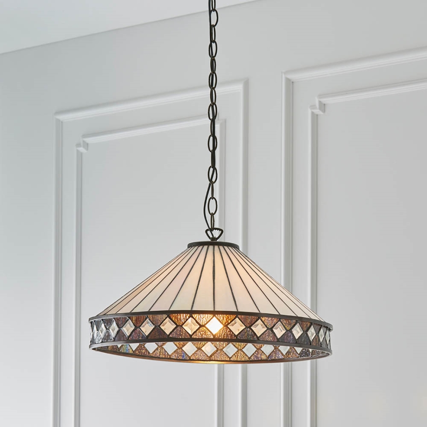 Endon 64147 - Lampadario a sospensione con catena FARGO 1xE27/60W/230V diametro 50 cm