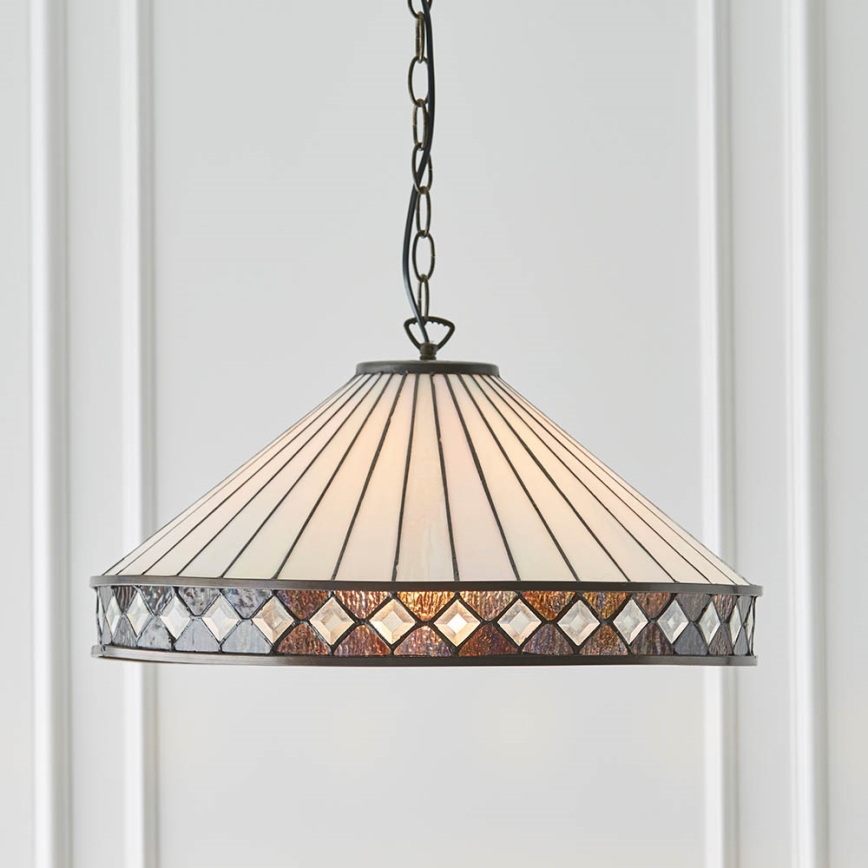 Endon 64147 - Lampadario a sospensione con catena FARGO 1xE27/60W/230V diametro 50 cm