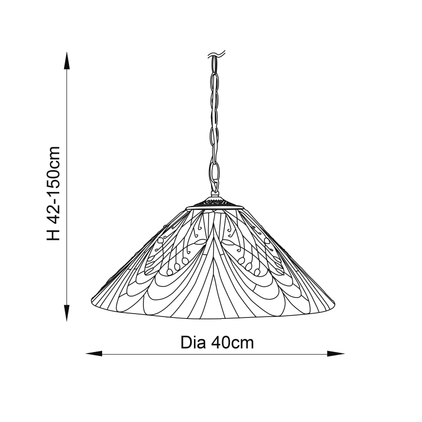Endon 64162 - Lampadario a catena Tiffany HECTOR 1xE27/60W/230V Ø 40 cm