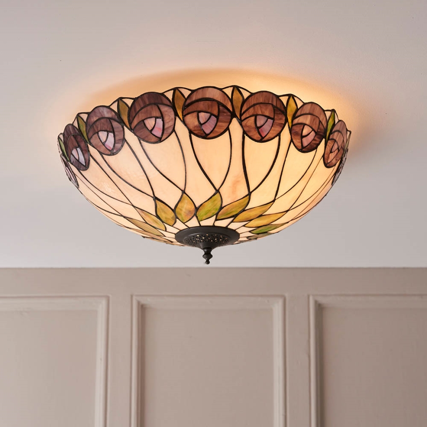 Endon 64173 - Plafoniera in stile Tiffany HUTCHINSON 2xE27/60W/230V Ø 50 cm