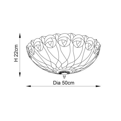Endon 64173 - Plafoniera in stile Tiffany HUTCHINSON 2xE27/60W/230V Ø 50 cm