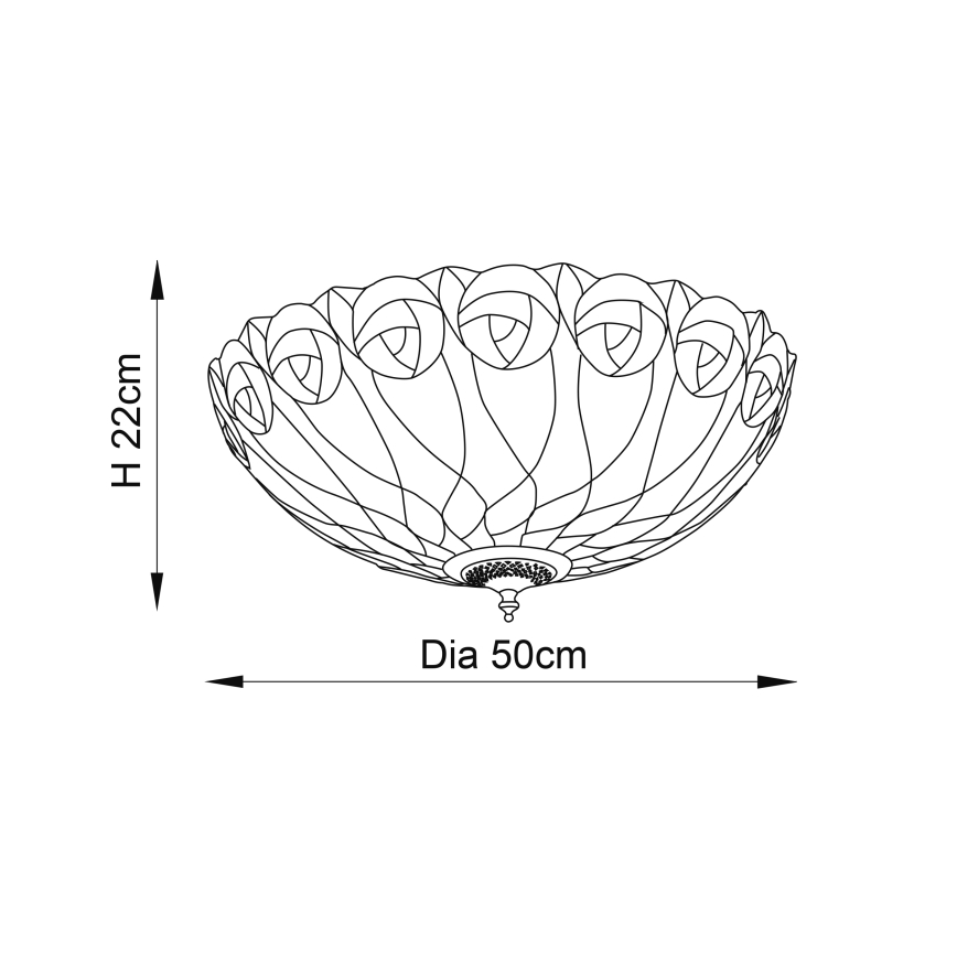 Endon 64173 - Plafoniera in stile Tiffany HUTCHINSON 2xE27/60W/230V Ø 50 cm