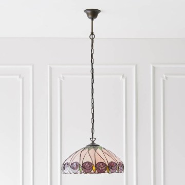 Endon 64176 - Lampadario a catena Tiffany HUTCHINSON 1xE27/60W/230V Ø 40 cm
