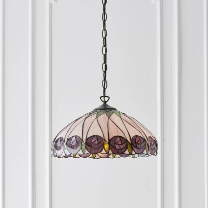 Endon 64176 - Lampadario a catena Tiffany HUTCHINSON 1xE27/60W/230V Ø 40 cm