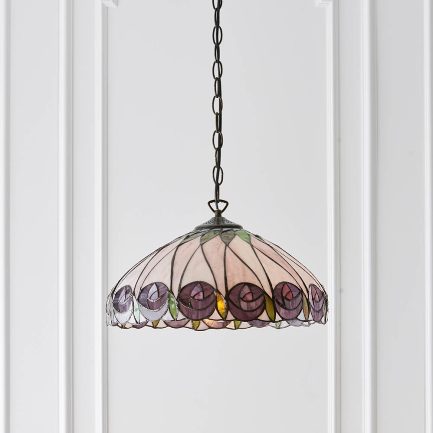 Endon 64176 - Lampadario a catena Tiffany HUTCHINSON 1xE27/60W/230V Ø 40 cm