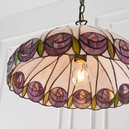Endon 64176 - Lampadario a catena Tiffany HUTCHINSON 1xE27/60W/230V Ø 40 cm