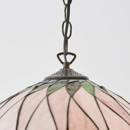 Endon 64176 - Lampadario a catena Tiffany HUTCHINSON 1xE27/60W/230V Ø 40 cm