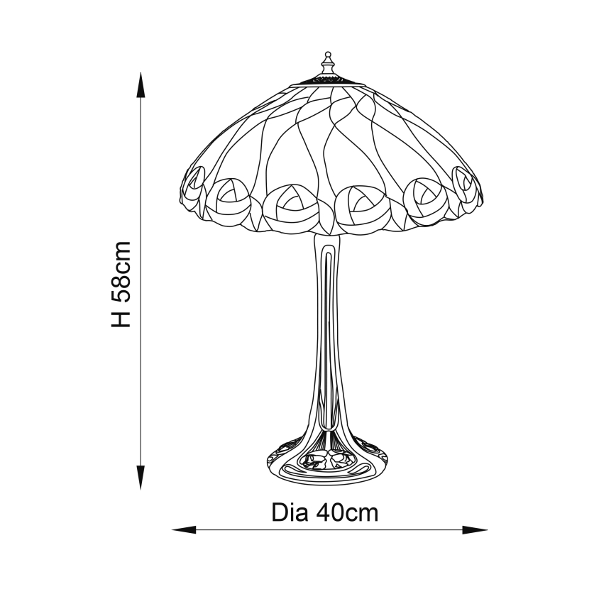Endon 64177 - Lampada da tavolo Tiffany HUTCHINSON 1xE27/60W/230V Ø 40 cm