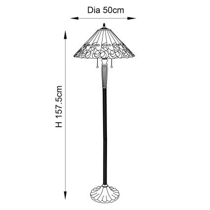 Endon 64192 - Lampada da terra in stile Tiffany JAMELIA 2xE27/60W/230V Ø 50 cm