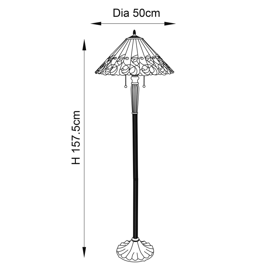 Endon 64192 - Lampada da terra in stile Tiffany JAMELIA 2xE27/60W/230V Ø 50 cm