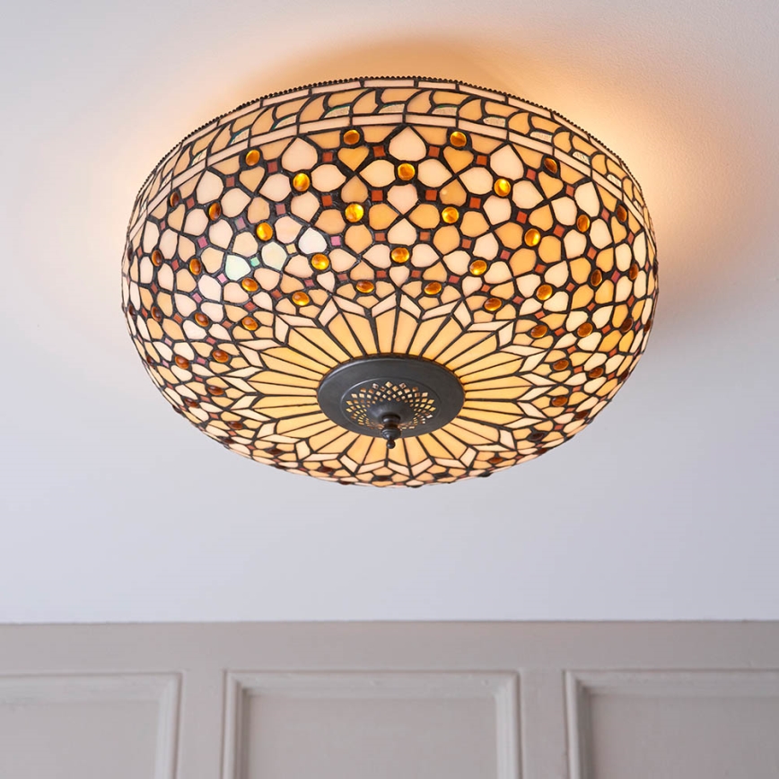 Endon 64276 - Plafoniera Tiffany MILLE FEUX 2xE27/60W/230V Ø 45 cm