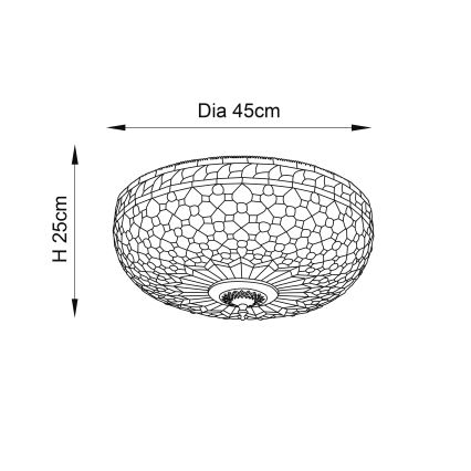 Endon 64276 - Plafoniera Tiffany MILLE FEUX 2xE27/60W/230V Ø 45 cm