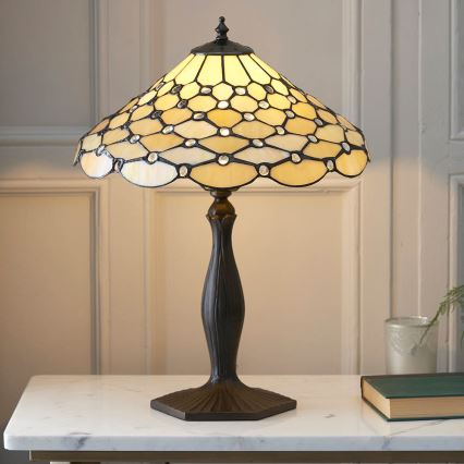 Endon 64301 - Lampada da tavolo Tiffany PEARL 1xE27/60W/230V, diametro 37 cm