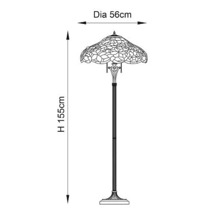 Endon 64323 - Lampada da terra SULLIVAN 2xE27/60W/230V Ø 56 cm