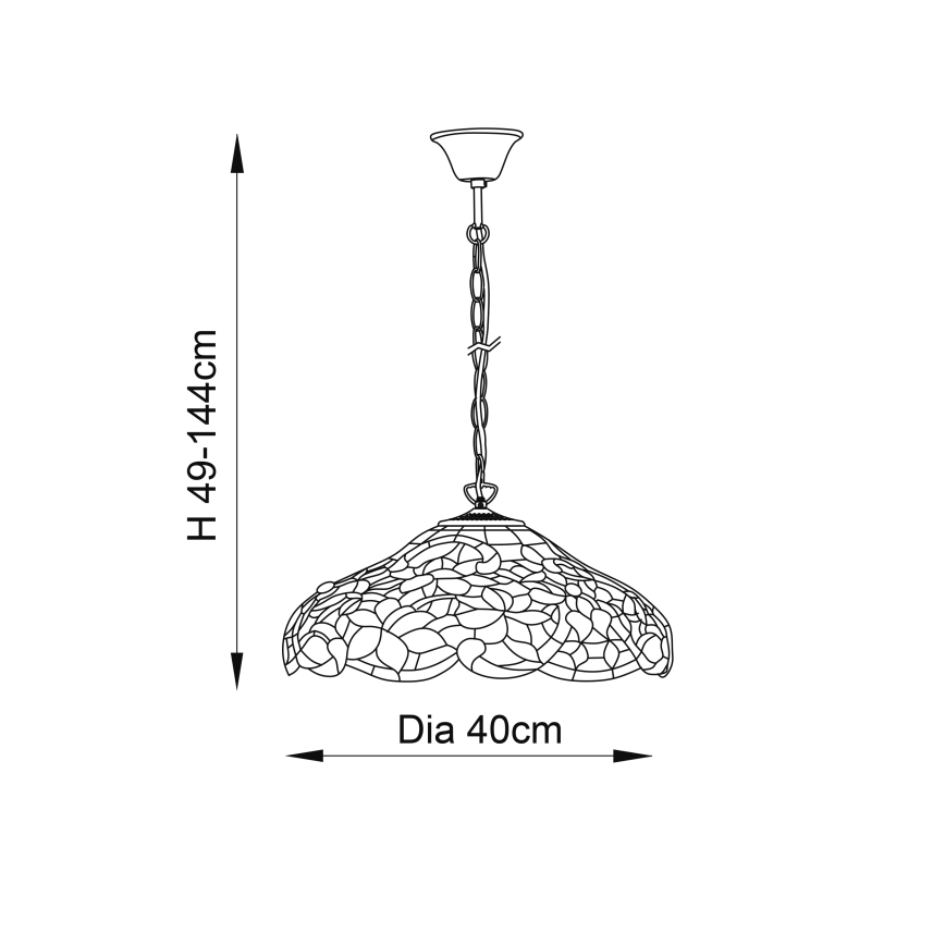 Endon 64325 - Lampadario a catena SULLIVAN 1xE27/60W/230V Ø 40 cm