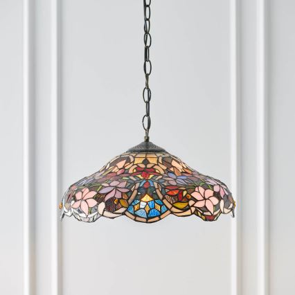 Endon 64325 - Lampadario a catena Tiffany SULLIVAN 1xE27/60W/230V Ø 40 cm