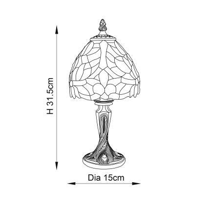 Endon 64331 - Lampada da tavolo Tiffany SYLVETTE 1xE14/40W/230V diam. 15 cm