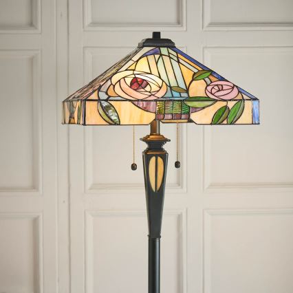 Endon 64383 - Lampada da terra Tiffany WILLIOW 2xE27/60W/230V Ø 42,5 cm