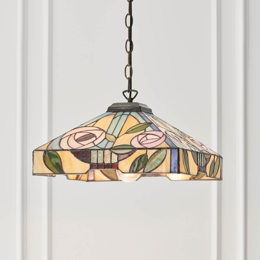 Endon 64385 - Lampadario a catena Tiffany WILLOW 1xE27/60W/230V Ø 35 cm