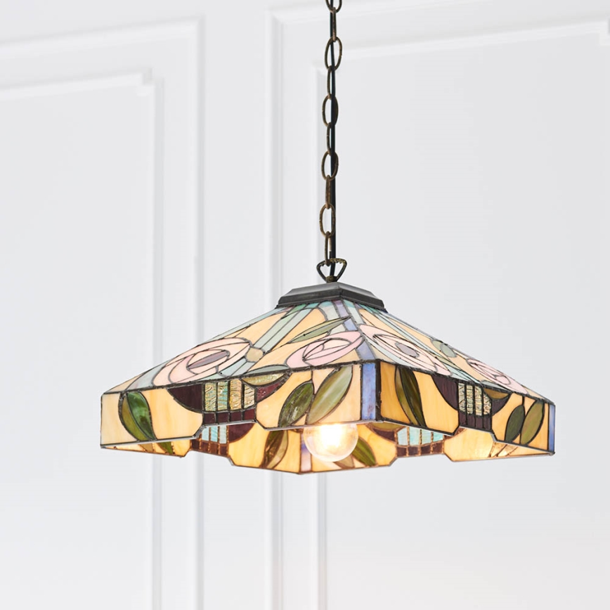 Endon 64385 - Lampadario a catena Tiffany WILLOW 1xE27/60W/230V Ø 35 cm