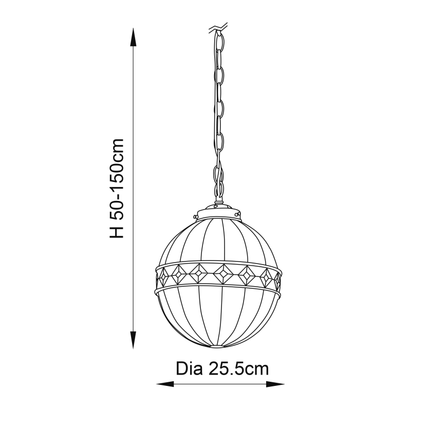 Endon 67044 - Lampadario a sospensione con catena Tiffany FARGO 1xE14/40W/230V Ø 25,5 cm