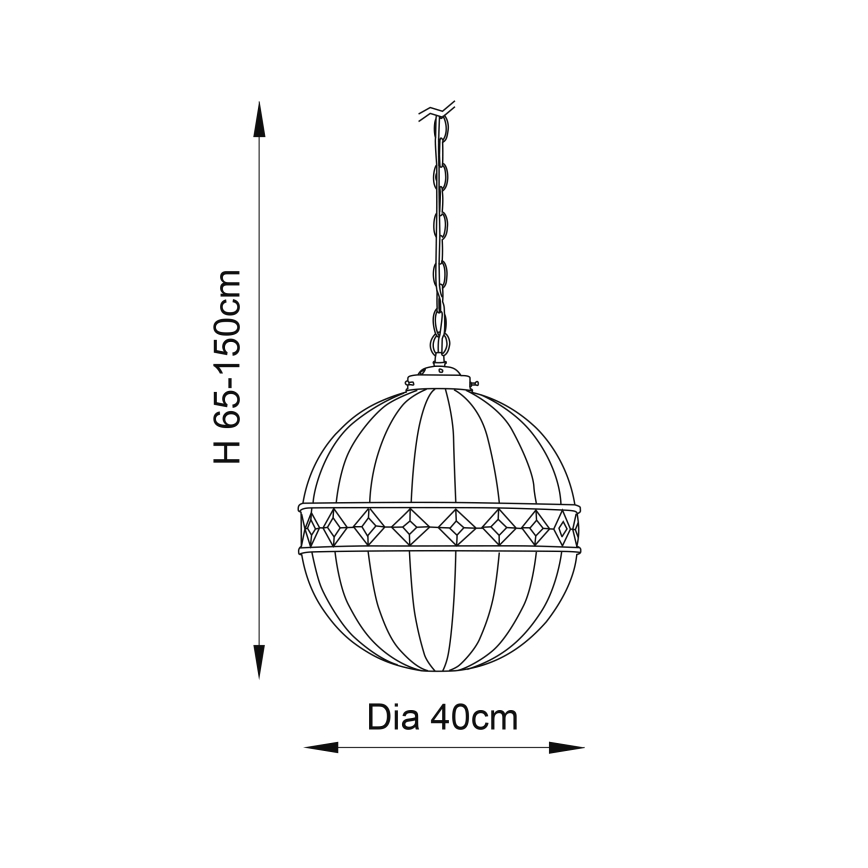 Endon 67045 - Lampadario a sospensione con catena FARGO 1xE27/60W/230V diametro 40 cm