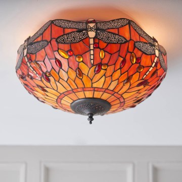 Endon 70721 - Plafoniera in stile Tiffany DRAGONFLY 2xE27/60W/230V Ø 41 cm