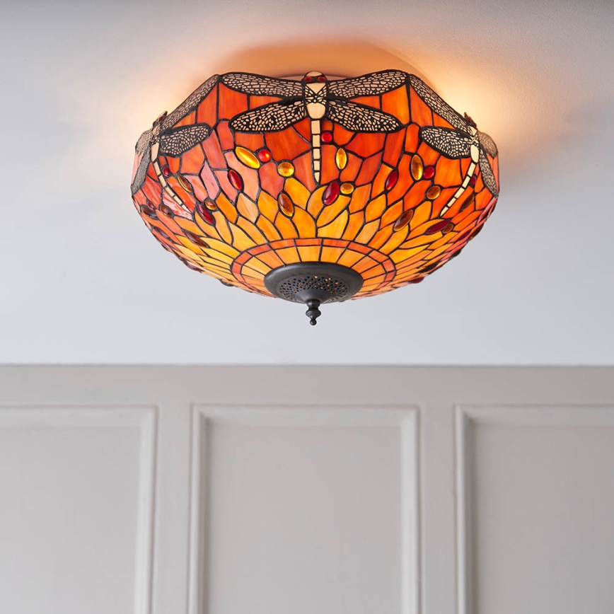Endon 70721 - Plafoniera in stile Tiffany DRAGONFLY 2xE27/60W/230V Ø 41 cm