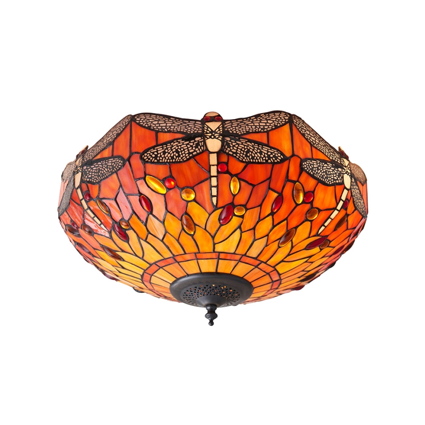 Endon 70721 - Plafoniera in stile Tiffany DRAGONFLY 2xE27/60W/230V Ø 41 cm